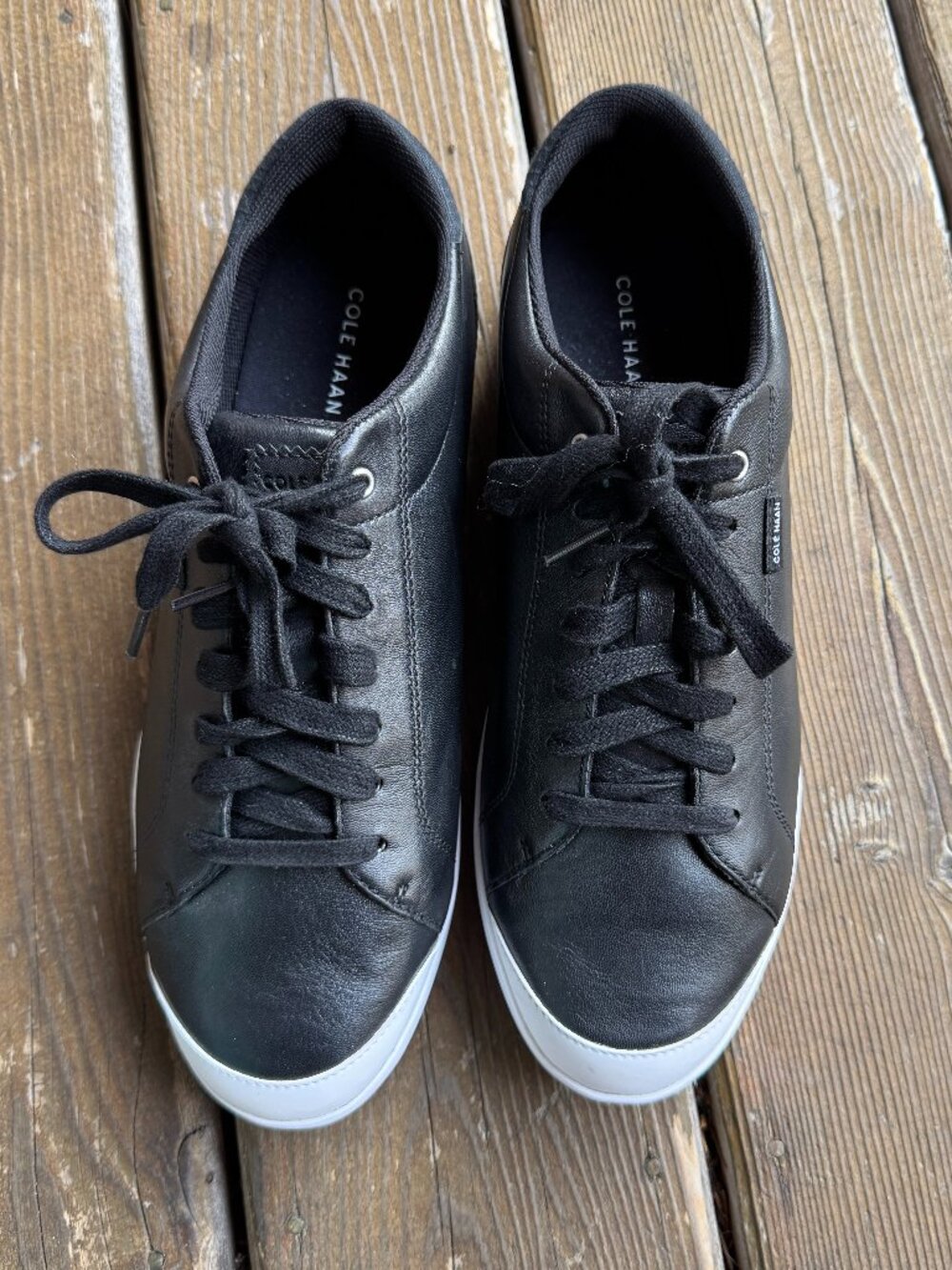 Cole Haan Grand OS Black Leather Carly Lace Up Sneakers - Women's 9.5B